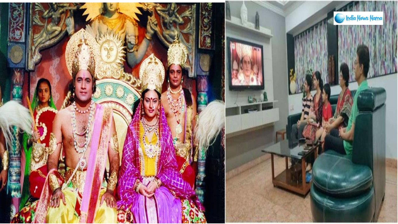 रामायण के श्रीराम अपने परिवार वालों के साथ टीवी पर रामायण देखते आए नज़र